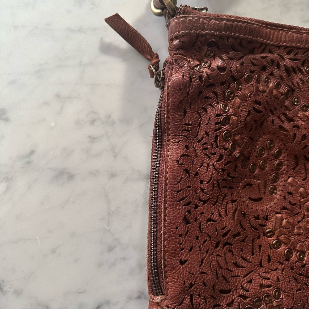Biba Brown Leather Studded Convertible Crossbody Bag, Bohemian Maximalism - Picture 8 of 13